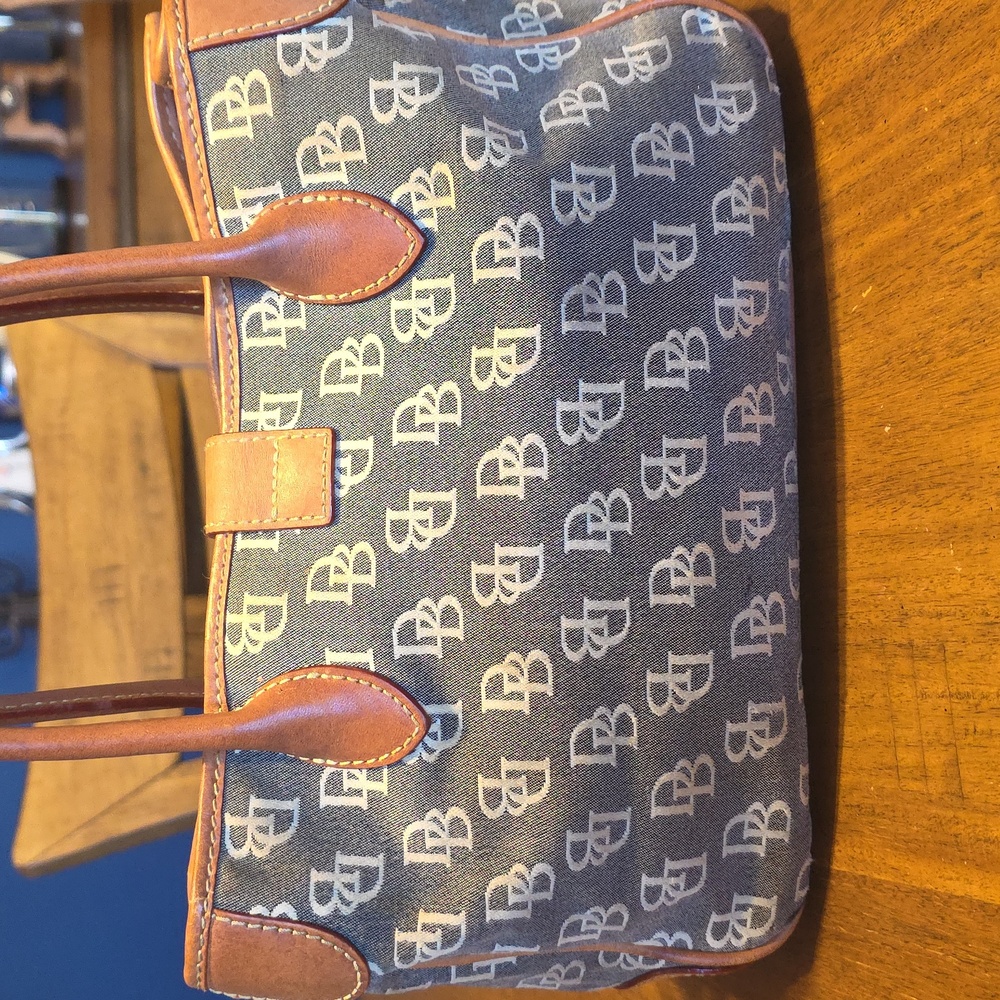 Dooney & Bourke Blue and Tan Shoulder Bag - Picture 3 of 16